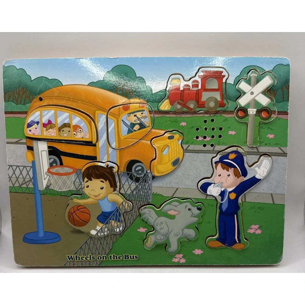 Wheels On The Bus Singing Wooden‎ Puzzle. Classic Wood